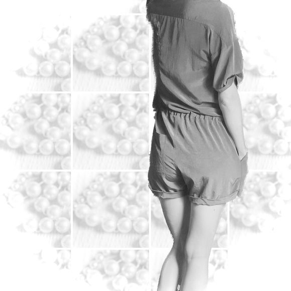 ELIZABETH & JAMES | S | Charcoal Light Silky Button-Down Shorts Jumper Romper - Picture 3 of 14